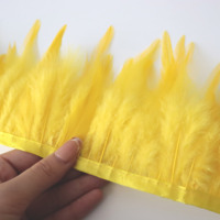 Fourniture d'usine : Ruban de plumes de coq naturelles à pointe, garniture en plumes de hackle de poulet pour accessoires vestimentaires de carnaval et de fête