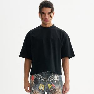 100% Cotton 270 Gsm Distressed <b>Cropped</b> Tshirts Custom High Quality Casual Boxy <b>Fit</b> <b>T</b> <b>Shirt</b> for Men - Product Image 2