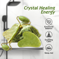 Ensemble de Massage Facial Anti-Âge en Pierre de Cristal Naturel Outil Personnalisé Logo Rouleau de Jade Xiuyan et Gua Sha pour le Visage