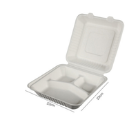 Boîte à lunch jetable en plastique, boîte à 3 compartiments 1000x9 pouces, contenant alimentaire biodégradables, baguette jetable