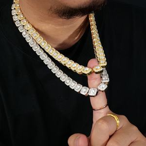 Cadena Cubana de Plata de Ley 925 con Moissanita de 11 mm, Collar Cuadrado, Joyería de Moda HIPHOP para Jóvenes - Product Image 3