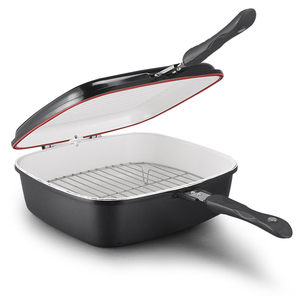 JEETEE OEM Série Classique Poêle à griller en fonte d'aluminium avec double fond à induction, plateau de barbecue double face et double poêle à frire <span class=keywords><strong>amovible</strong></span> - Product Image 2