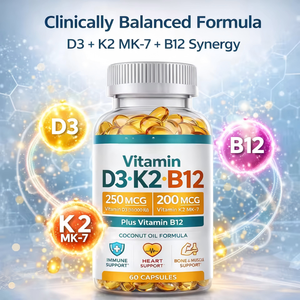 Capsules de <span class=keywords><strong>Vitamine</strong></span> D3 <span class=keywords><strong>K2</strong></span> B12 à Base de Plantes, Extrait Végétal, Complément <span class=keywords><strong>Alimentaire</strong></span> pour Soins Quotidiens - Product Image 5