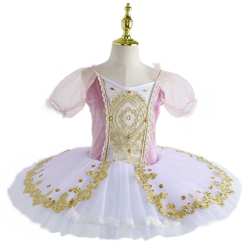 Vestido de balé tutu de tule para meninas, traje profissional de dança infantil para bailadora Lago dos cisnes, panqueca tutu, adulto e criança