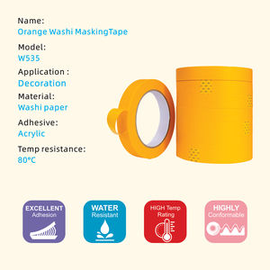 Precio <span class=keywords><strong>de</strong></span> fabricante naranja/amarillo <span class=keywords><strong>de</strong></span> alta calidad <span class=keywords><strong>de</strong></span> color personalizado <span class=keywords><strong>pintores</strong></span> Washi Tape cinta adhesiva impermeable - Product Image 4