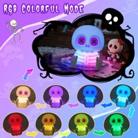 Lampe de nuit en silicone en forme de crâne, commande tactile, rechargeable par USB, idéale pour la salle de jeux ou la décoration d'Halloween
