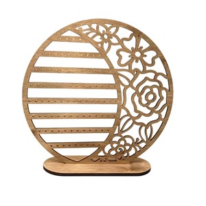 Expositor de Pendientes Redondo de Madera 25x25cm con Diseño Floral Calado, Estilo Moderno y Sencillo - Product Image 5
