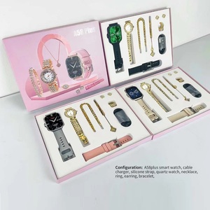Conjunto de Relojes A58 <span class=keywords><strong>Plus</strong></span> para Pareja Reloj Inteligente para Hombre y Reloj de Cuarzo de Moda con Diamantes para Mujer Collar Anillo y Pendientes TODO en UNO - Product Image 3