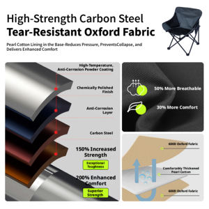 Chaise de camping d'extérieur en fer, pliable, résistante aux <span class=keywords><strong>UV</strong></span> et hydrofuge en tissu Oxford 600D, idéale pour la plage et le jardin - Product Image 5