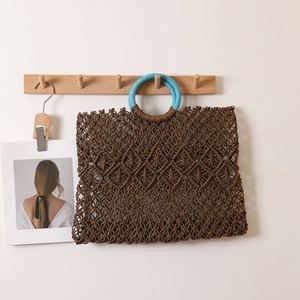 Luxury Women's Straw Bag for Seaside Holidays Handmade <b>Square</b> Summer Hollow Geometric Pattern Beach Bag - Product Image 6