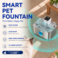 Fontaine à eau sans fil pour chat 7L en acier inoxydable 304 avec capteur intelligent et filtration multi-étapes