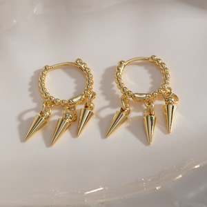 Pendientes de Espiga con Forma Geométrica Unisex en Color Blanco Dorado EKA-278 EKA-279 - Product Image 2