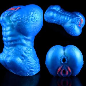 GEEBA Two Hole Full-channel Male <b>Masturbator</b> Realistic Blue Monster Ass Men's Stroker Silicone Sex Toy Retail Business Trade - Product Image 6