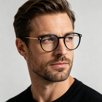 Monture de lunettes optiques ronde en alliage TR90, filtre de lumière bleue, légère, design transparent et tendance