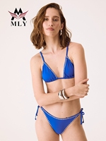 OEM Designer Zwemkleding Fabrikant Y2K Stijl Spijkerbeslag Badpak Op Maat Driehoekige Merk Bikini Dames