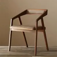 Chaise de salle à manger en bois avec revêtement en tissu capitonné, pieds en bois, pour café, bar, restaurant