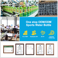 Personnalisation en gros en usine de bouteilles d'eau sportives en plastique avec logos imprimés, sans BPA, résistantes aux chocs