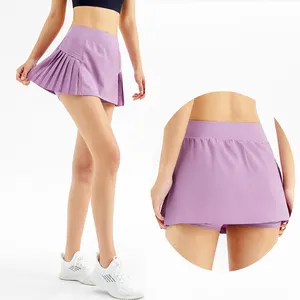 wholesale Lulu Short Skirts Above Knee Length, Women's Tennis Golf Culottes with Pockets High Waists Womens yoga skirt