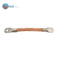 GLB Bande de terre flexible tressée en cuivre non revêtu C11000, avec bornes à sertir, pour connexion de mise à la terre électrique et barre omnibus