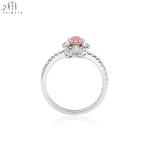 Anillo de Diamantes Rosados Hecho a Mano con un Diseño Exquisito y Avanzado, Oro Blanco Sólido de 18K, Diamante Natural Real, Anillo para Mujer - Product Image 5
