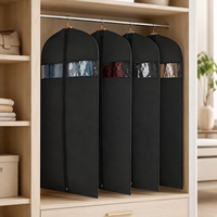 Housse de robe anti-poussière personnalisée avec logo, noire, non tissée, pour robe de soirée, avec fenêtre transparente et fermeture éclair intégrale, pour mariage