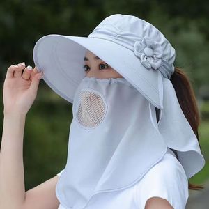 Sombrero de sol de verano para mujer con protección facial, ala ancha, transpirable, protección UV, para recolección de té y ciclismo - Product Image 3