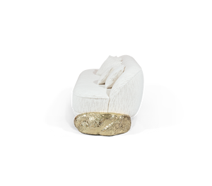 โซฟาหุ้มเบาะหรูหรา เฟอร์นิเจอร์ห้องนั่งเล่น ออกแบบตามสั่ง เก้าอี้พักผ่อนตกแต่งด้วยทองเหลือง สำหรับล็อบบี้โรงแรม วิลล่า โครงการต้อนรับ - Product Image 3