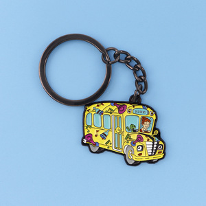 Hot Selling 6 Designs Anime Peripheral Metal Sublimation Keychain Cartoon Colorful Enamel Metal Engraved Keychain <b>Car</b> <b>Key</b> Chain - Product Image 6