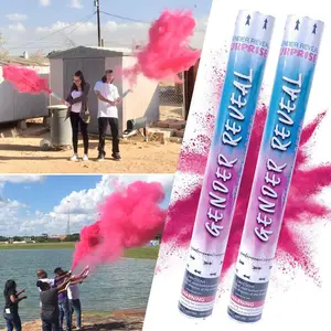 Surpresa Festa Cor Gênero Revelar Papel Canhão Confete Tubo Azul Rosa Pó Biodegradável