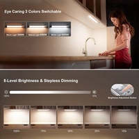 Lumière LED sous-armoire à détecteur de mouvement, moderne, rechargeable, ultra-lumineuse, 3 couleurs, 5 niveaux de luminosité réglable, éclairage magnétique pour placard, cuisine