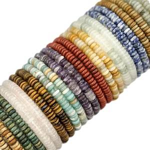 Pulseiras de Pedra Natural Redondas e Planas 6x2mm, Braceletes Empilháveis de Gemas Rondelle, Joias de Cristal por Atacado - Product Image 5