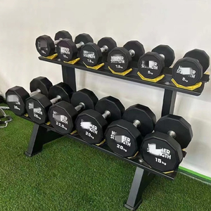 Pinjian tại chỗ Mười mặt PU quả tạ đa mặt phòng tập thể dục thương mại tập thể dục gang thép tròn cố định cao su PU quả tạ - Product Image 3