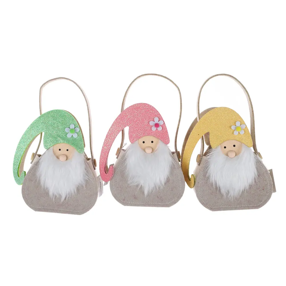 Vente en gros Printemps Gnome de Pâques Cadeaux Sacs Enfants Bonbons Sacs Pâques Feutre Gnome Panier