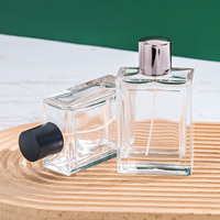 MUB Vente en gros 100ml Carré 15 flacon pulvérisateur de parfum en verre transparent vide à baïonnette avec couvercle noir