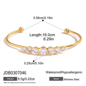 Custom Trendy Anti Tarnish Hypoallergenic <b>Solid</b> 14k 18k <b>Gold</b> Stainless Steel Zircon Braceletes for Women - Product Image 5