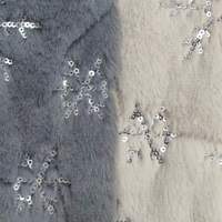 Tissu en fausse fourrure de lapin à face unique, brodé de paillettes flocon de neige, 100 % polyester, haute qualité, vente en gros, pour textile de maison