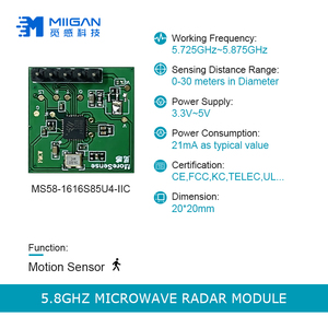 MS58-2020D21M4 5.8GHz <strong>Microwave</strong> Radar Module Long Distance 30meters High Altitude Street Light or High Bay Light Motion <strong>Sensor</strong> - Product Image 2
