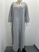 Robe longue décontractée d'été en acrylique à manches longues de couleur unie pour femme – Robe chemise décontractée et tendance pour femme