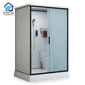 Partición deslizante de puerta de vidrio para cuarto de ducha de una línea, estilo abierto, baño seco y húmedo, separación húmeda con un panel fijo y móvil - Product Image 1