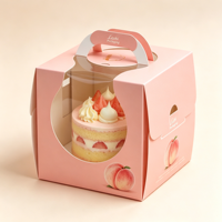 Boîtes à gâteaux personnalisées en gros, emballage de luxe pour gâteaux bento avec poignée, boîte d'emballage pour gâteaux mousse superposés avec fenêtre