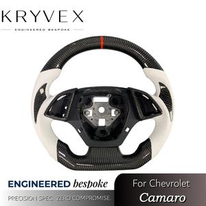 Volant personnalisé chauffant en fibre de carbone et cuir Kryvex Chevrolet <span class=keywords><strong>Camaro</strong></span> 2016-2023 avec affichage LED/indicateur de régime <span class=keywords><strong>SS</strong></span> 2SS ZL1 Coupé - Product Image 2