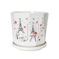Vente en gros de petits pots de plantes en céramique de style chinois moderne, sculptés à la main, avec trou de drainage, pour la maison, le jardin, utilisation en intérieur
