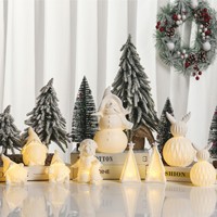 Lampe LED creuse en porcelaine blanche mate, figurine de Noël, pour décoration de table intérieure et aménagement d'ambiance festive