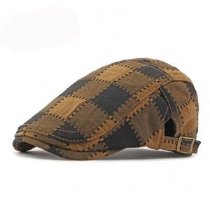 Gorra de hiedra a cuadros Retro Gatsby a la moda para hombre de alta calidad, gorra plana Ivy Herringbone Duckbill Newsboy Beret Ivy Hats - Product Image 5