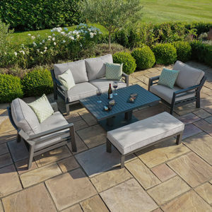 Meubles de patio en aluminium enduit de poudre pour le salon en tissu d'extérieur ensemble de canapé 3 places avec table montante ensembles de conversation de jardin en métal - Product Image 3