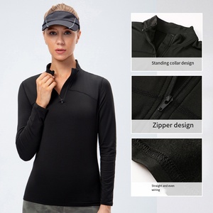 Completo Sportivo da Donna Autunno-Inverno, Traspirante con Fodera <span class=keywords><strong>in</strong></span> <span class=keywords><strong>Pile</strong></span>, Mezza Zip, Abbigliamento Fitness, Pantaloni a Vita Alta Aderenti, Set Due Pezzi - Product Image 3
