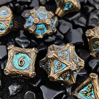 Jeu de dés polyédriques en métal à motif bois de souche d'arbre, résistants à l'usure, pour jeux de rôle D&D, vente en gros, dés personnalisés