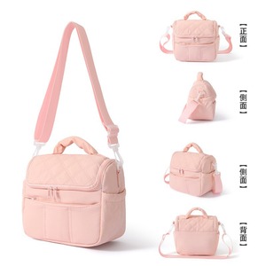 Sac à déjeuner Moyu isotherme, bandoulière, rose et noir, imperméable, pour les trajets quotidiens - Product Image 4