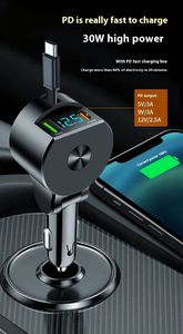 3-in-1 PD Car Charger 75W <b>USB</b> Fast <b>Charging</b> Retractable Type <b>C</b> <b>Cable</b> 100W Smart QC3.0 Short Circuit Mobile Phone Charger 5V/2A - Product Image 3