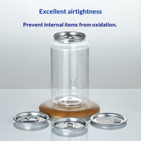 Bouteille de boisson transparente jetable en PET pétillante de 250 ml avec couvercle, sans BPA, écologique, anti-fuite, pour café en conserve, jus, lait, thé
